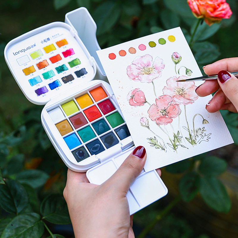 Watercolor Paint Set Solid Pigment - Languo conjunto de pintura aquarela, 16