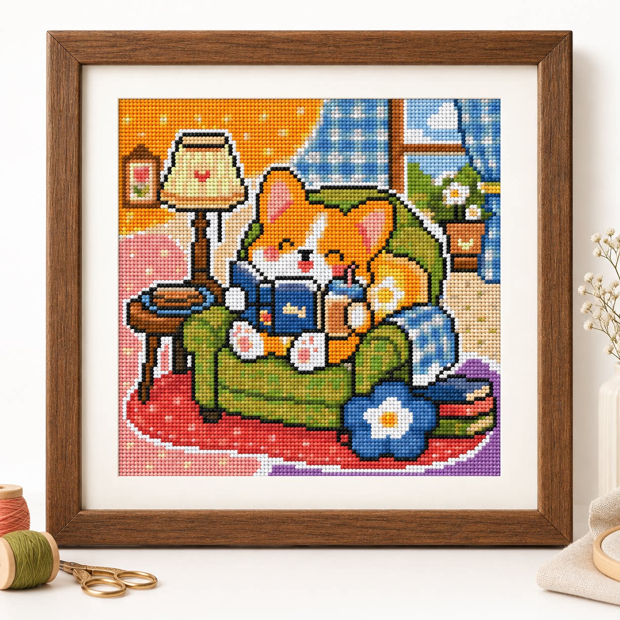 Cross Stitch Stamped Kits Beginners - [Costura completa] [CC6338 - Pequeno Corgi