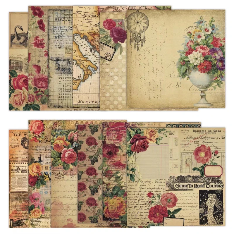 Pad Scrapbook vintage com padr - Vintage Junk Journal Scrapbooking Paper avaliação e preço