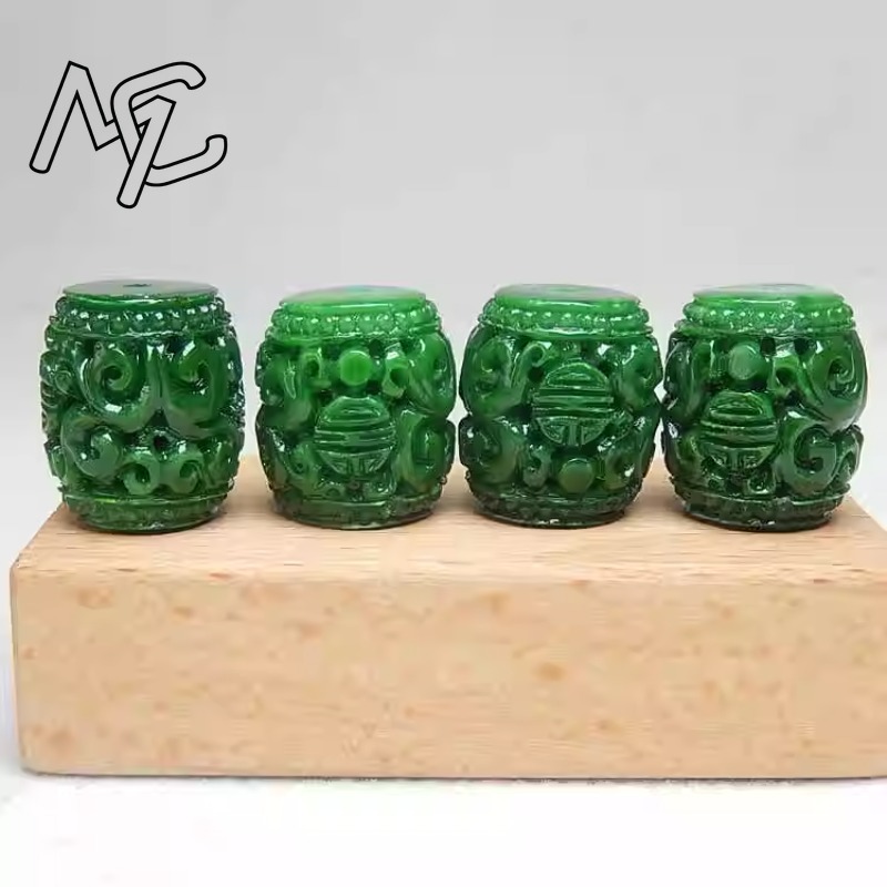 5pc natural verde jade escultu - Beading avaliação e preço