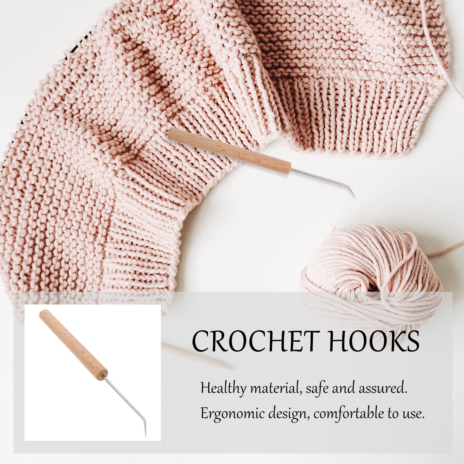 1 unidade de agulha de crochê  - Wooden Crochet Hooks Ergonomic Handle avaliação e preço