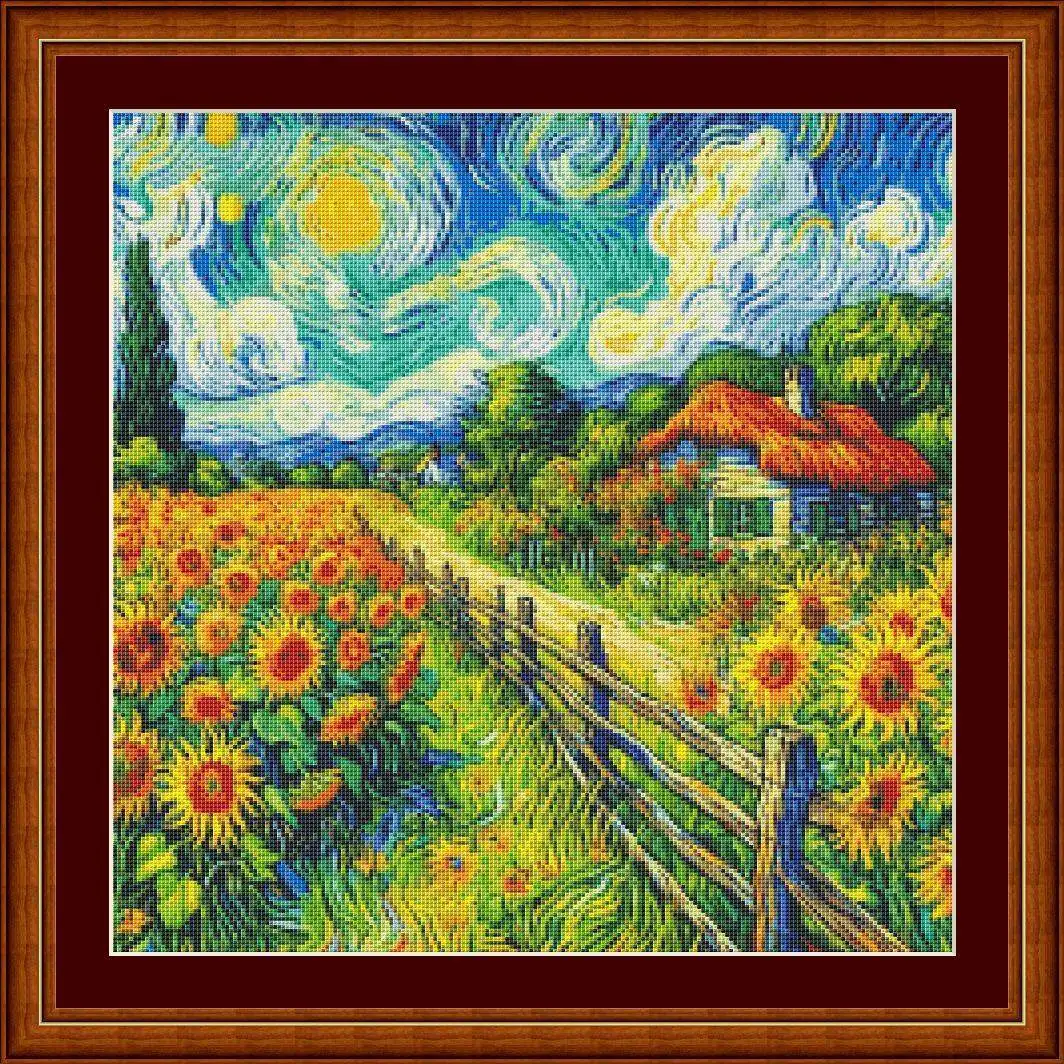 [[CC4656-Série Van Gogh Fazend - Cross Stitch Stamped Kits Beginners avaliação e preço