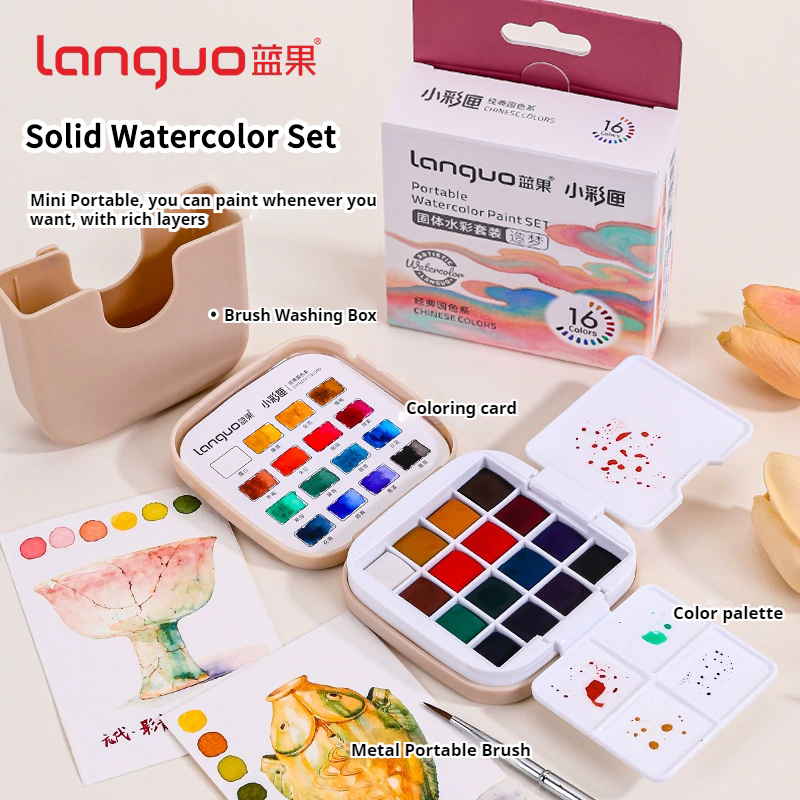 Languo conjunto de pintura aqu - Watercolor Paint Set Solid Pigment avaliação e preço