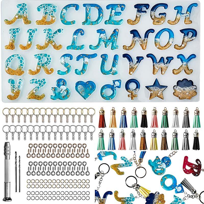 Molde de silicone do alfabeto  - Silicone Epoxy Resin Molds Set avaliação e preço