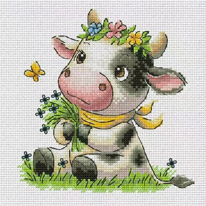 [CC2949-Vaca Pequena e Fofa] | - Cross Stitch Stamped Kits Beginners avaliação e preço