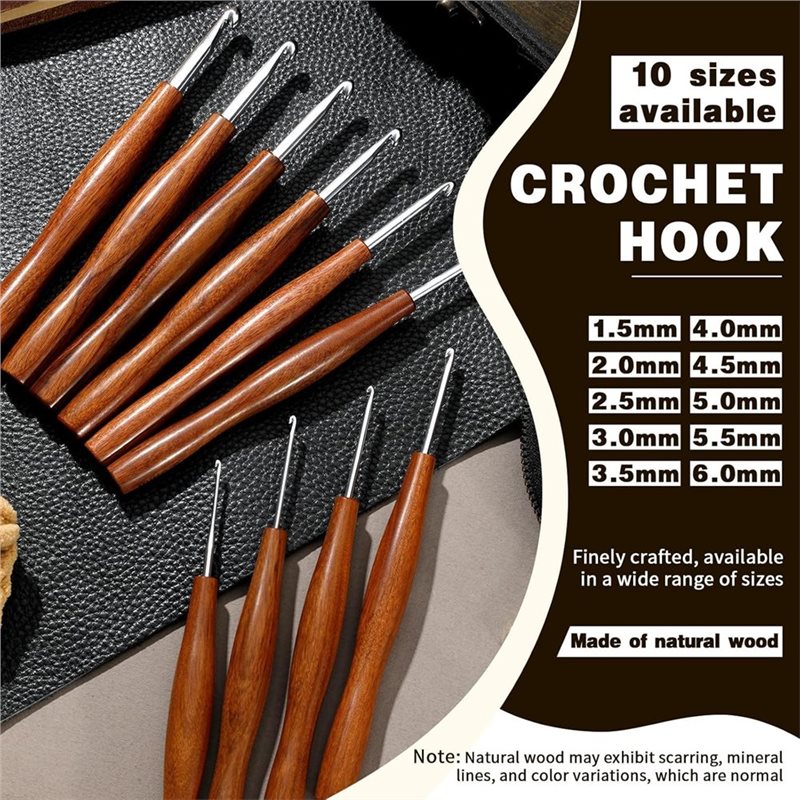 AS94-5 – Conjunto de 5 agulhas - Wooden Crochet Hooks Ergonomic Handle avaliação e preço