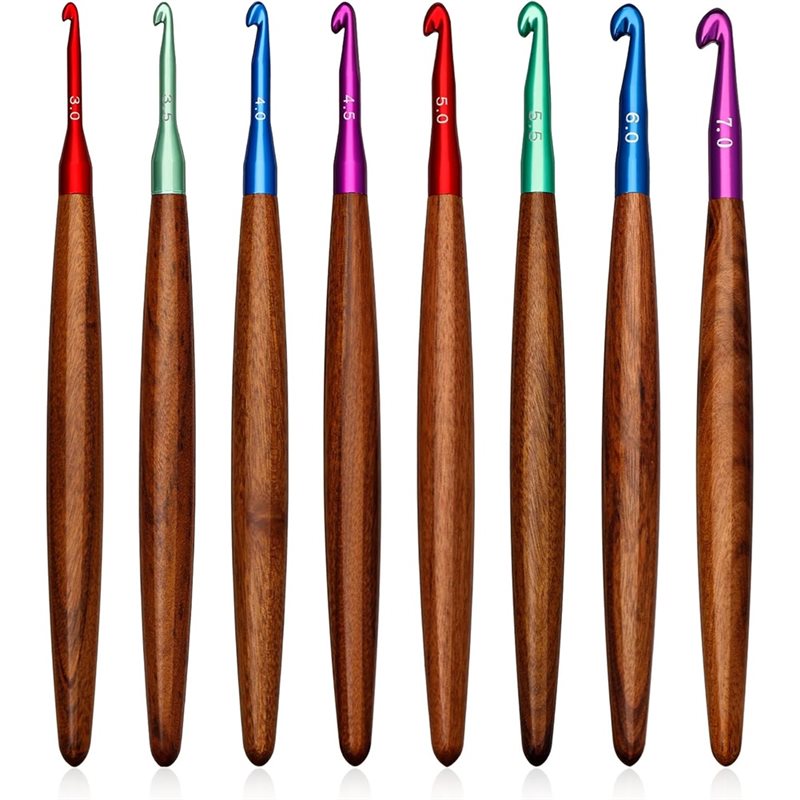 AB34-ganchos de crochê de alum - Wooden Crochet Hooks Ergonomic Handle avaliação e preço