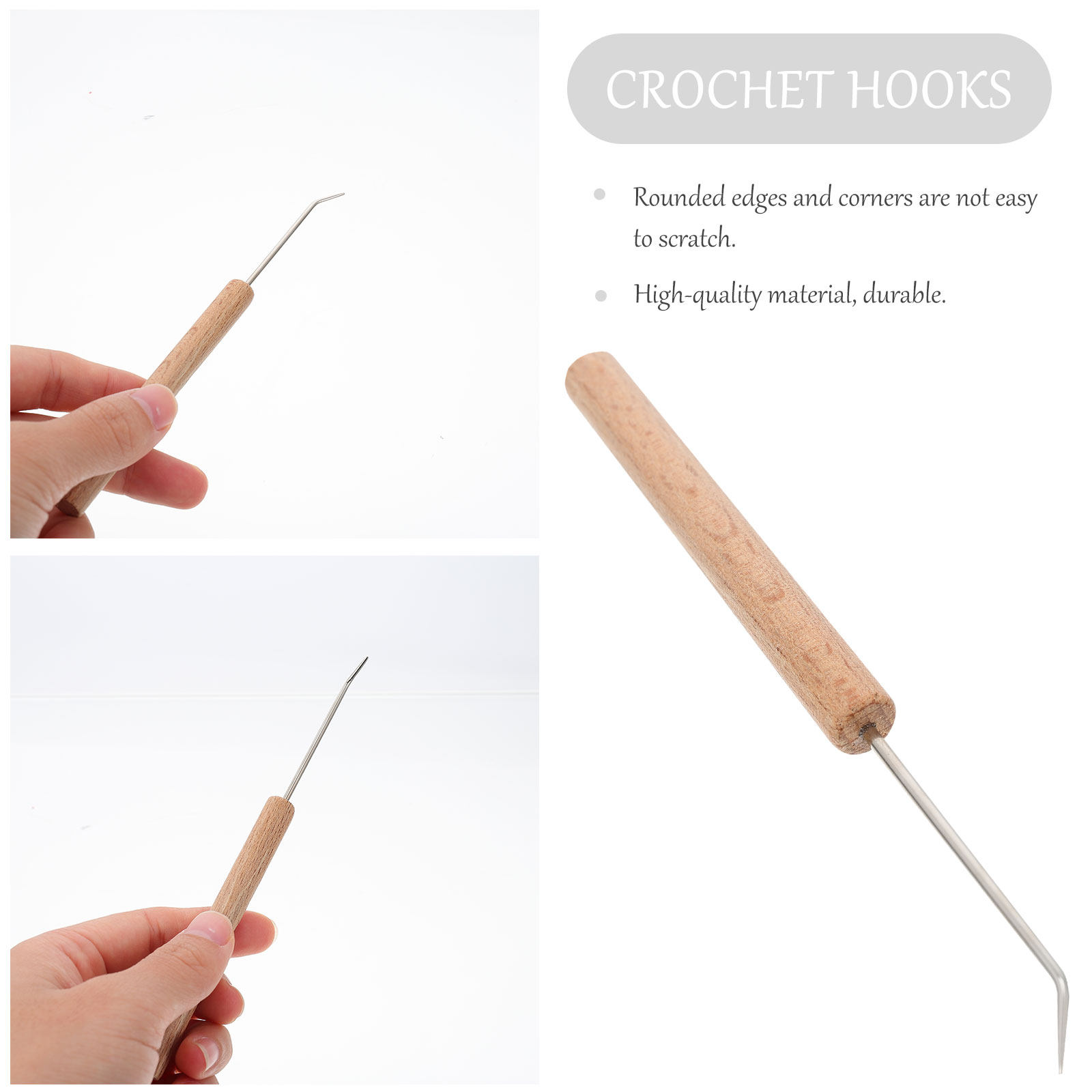 1 unidade de agulhas de crochê - Wooden Crochet Hooks Ergonomic Handle avaliação e preço